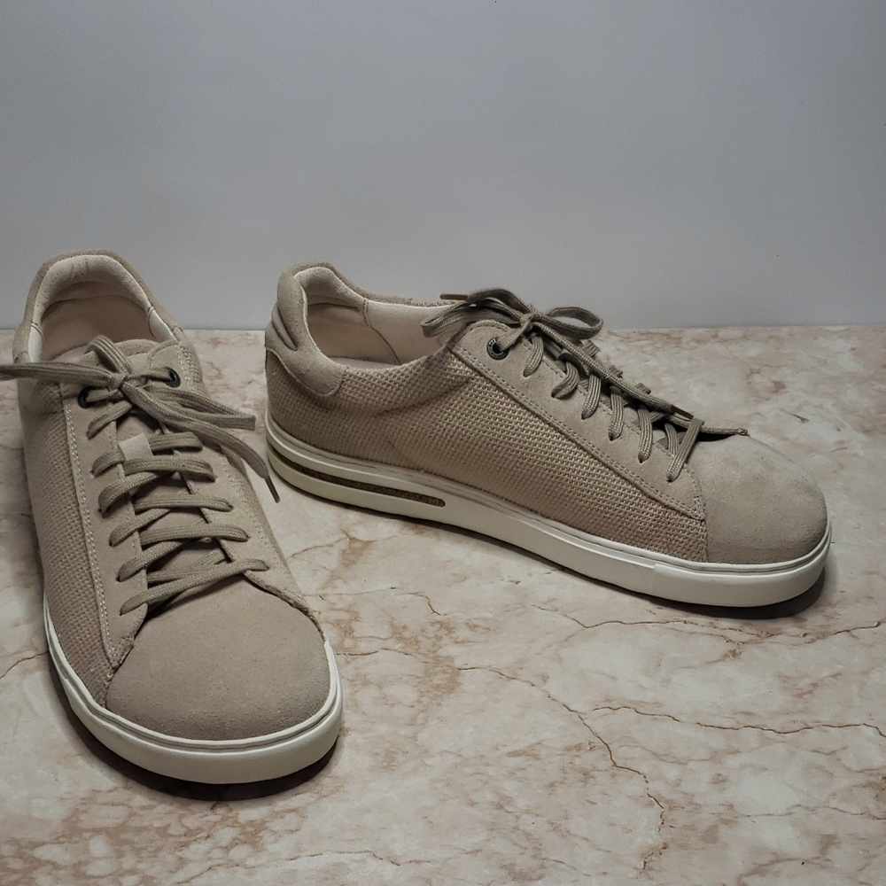 Birkenstock Women"s Beige Suede And Canvas Sneakers Size 5 - Picture 1 of 6